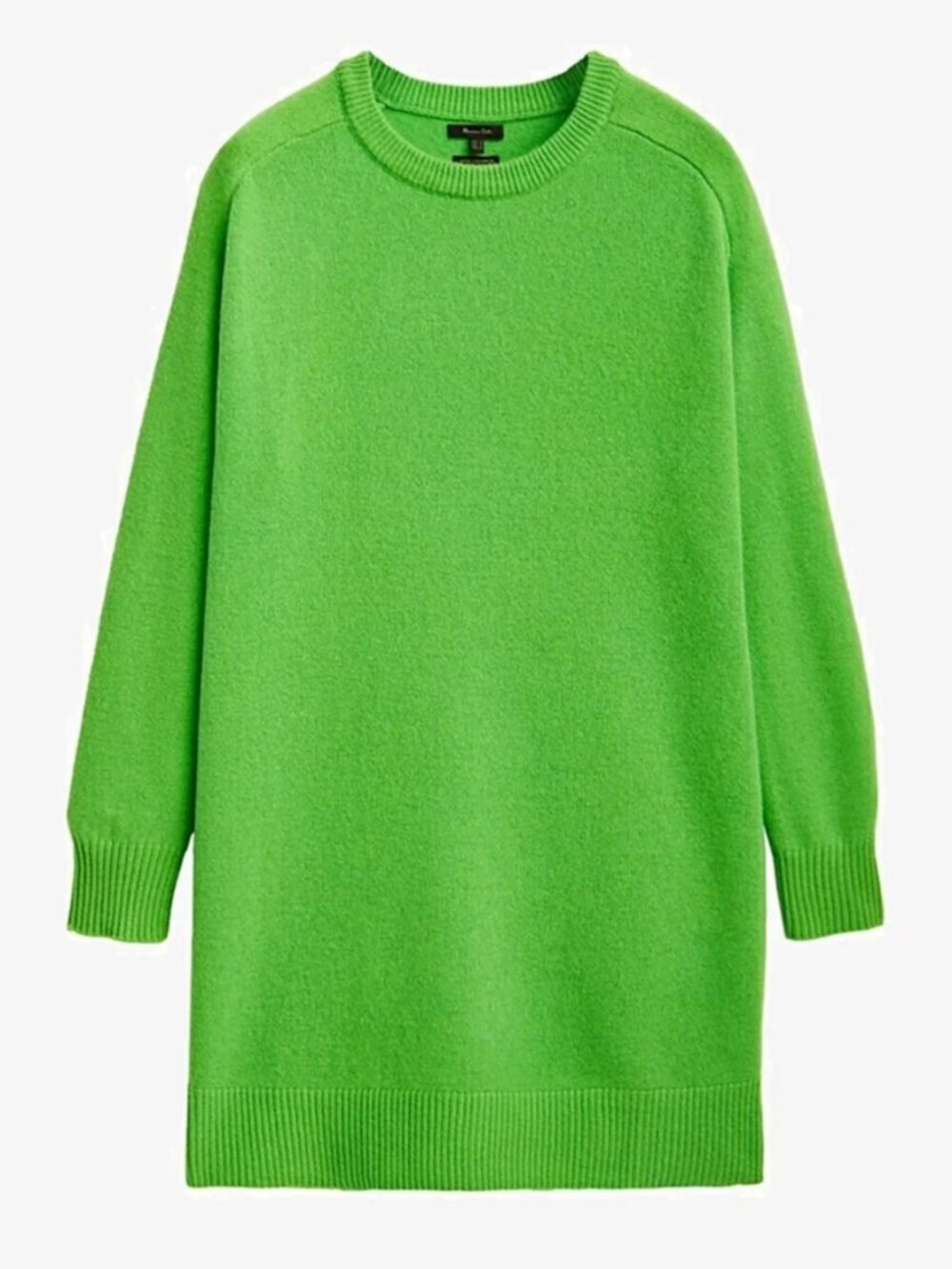 🌟MASSIMO DUTTI🌟 WOOL CASHMERE BLEND CREW NECK SWEATER DRESS TUNIC GREEN SZ XS